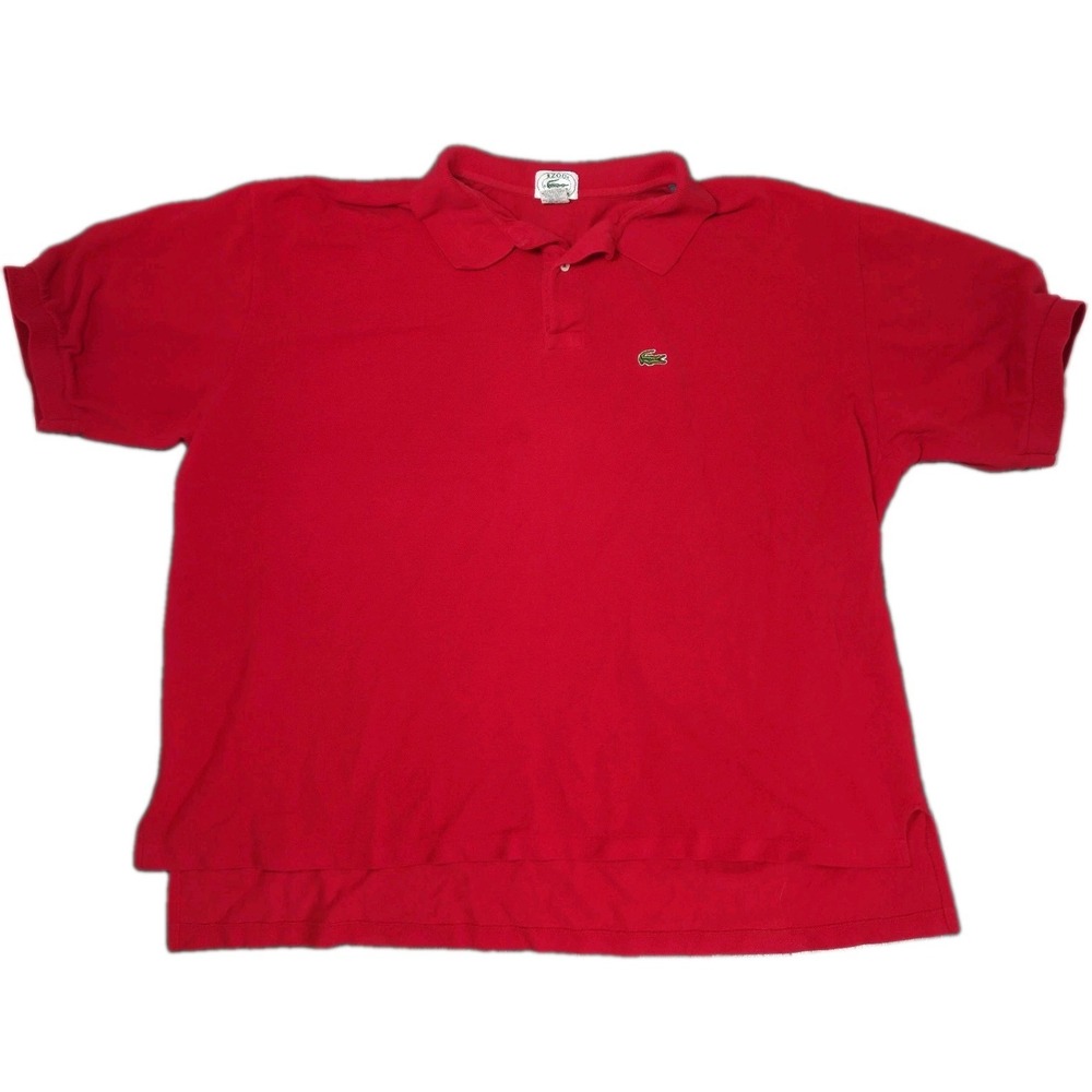 Vintage Lacoste Mens Polo Shirt Big 3XL Made In USA Red Preppy Golf Gator Logo